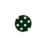 Polka Dots - White on Forest Green 1  Mini Button