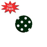 Polka Dots - White on Forest Green 1  Mini Button (100 pack)