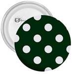 Polka Dots - White on Forest Green 3  Button