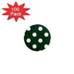 Polka Dots - White on Forest Green 1  Mini Magnet (100 pack)