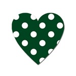 Polka Dots - White on Forest Green Magnet (Heart)