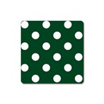 Polka Dots - White on Forest Green Magnet (Square)