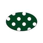 Polka Dots - White on Forest Green Sticker (Oval)