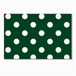 Polka Dots - White on Forest Green Postcard 5  x 7 