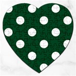 Polka Dots - White on Forest Green Jigsaw Puzzle (Heart)