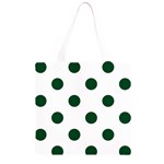 Polka Dots - Forest Green on White Grocery Light Tote Bag