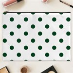 Polka Dots - Forest Green on White Cosmetic Bag (XXXL)