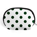 Polka Dots - Forest Green on White Accessory Pouch (Medium)