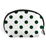 Polka Dots - Forest Green on White Accessory Pouch (Large)