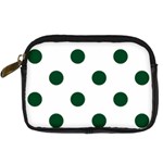 Polka Dots - Forest Green on White Digital Camera Leather Case