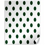 Polka Dots - Forest Green on White Canvas 11  x 14 