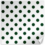 Polka Dots - Forest Green on White Canvas 12  x 12 