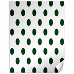 Polka Dots - Forest Green on White Canvas 12  x 16 