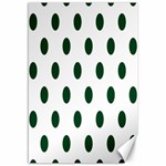 Polka Dots - Forest Green on White Canvas 12  x 18 