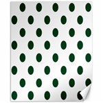 Polka Dots - Forest Green on White Canvas 16  x 20 