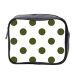 Polka Dots - Army Green on White Mini Toiletries Bag (Two Sides)