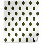 Polka Dots - Army Green on White Canvas 8  x 10 