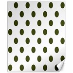 Polka Dots - Army Green on White Canvas 16  x 20 