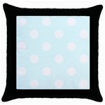 Polka Dots - White on Bubbles Cyan Throw Pillow Case (Black)