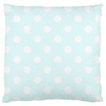 Polka Dots - White on Bubbles Cyan Large Flano Cushion Case (One Side)