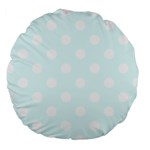 Polka Dots - White on Bubbles Cyan Large 18  Premium Round Cushion