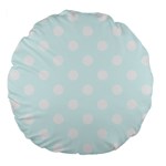 Polka Dots - White on Bubbles Cyan Large 18  Premium Flano Round Cushion