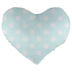 Polka Dots - White on Bubbles Cyan Large 19  Premium Heart Shape Cushion