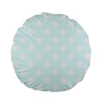 Polka Dots - White on Bubbles Cyan Standard 15  Premium Flano Round Cushion