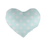 Polka Dots - White on Bubbles Cyan Standard 16  Premium Heart Shape Cushion