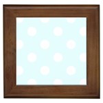 Polka Dots - White on Bubbles Cyan Framed Tile