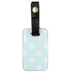 Polka Dots - White on Bubbles Cyan Luggage Tag (One Side)