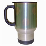 Polka Dots - White on Bubbles Cyan Travel Mug (Silver Gray)