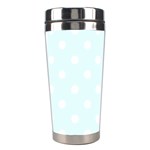 Polka Dots - White on Bubbles Cyan Stainless Steel Travel Tumbler