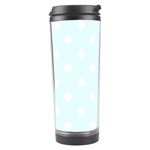 Polka Dots - White on Bubbles Cyan Travel Tumbler