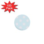 Polka Dots - White on Bubbles Cyan 1  Mini Button (100 pack)