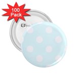 Polka Dots - White on Bubbles Cyan 2.25  Button (100 pack)