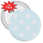 Polka Dots - White on Bubbles Cyan 3  Button (10 pack)