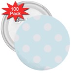 Polka Dots - White on Bubbles Cyan 3  Button (100 pack)