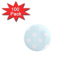 Polka Dots - White on Bubbles Cyan 1  Mini Magnet (100 pack)