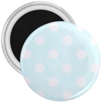 Polka Dots - White on Bubbles Cyan 3  Magnet