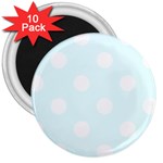 Polka Dots - White on Bubbles Cyan 3  Magnet (10 pack)