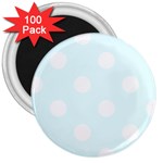 Polka Dots - White on Bubbles Cyan 3  Magnet (100 pack)