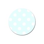 Polka Dots - White on Bubbles Cyan Magnet 3  (Round)