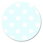 Polka Dots - White on Bubbles Cyan Magnet 5  (Round)