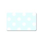 Polka Dots - White on Bubbles Cyan Magnet (Name Card)