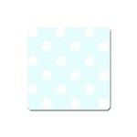 Polka Dots - White on Bubbles Cyan Magnet (Square)