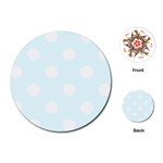 Polka Dots - White on Bubbles Cyan Playing Cards (Round)