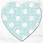 Polka Dots - White on Light Cyan Jigsaw Puzzle (Heart)