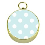 Polka Dots - White on Light Cyan Gold Compass