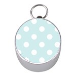 Polka Dots - White on Light Cyan Silver Compass (Mini)